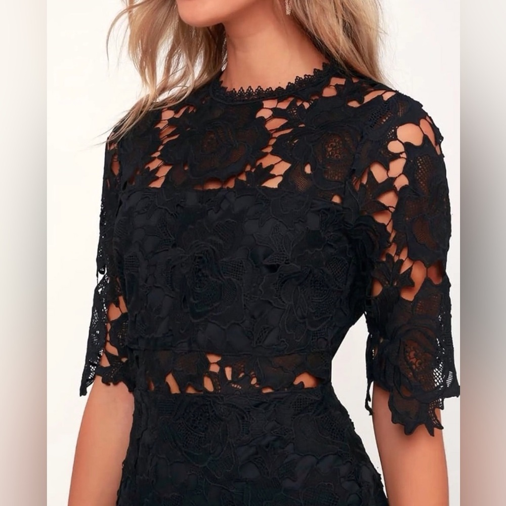 Lulus A Fine Romance Black Lace Mini Dress - Picture 4 of 5